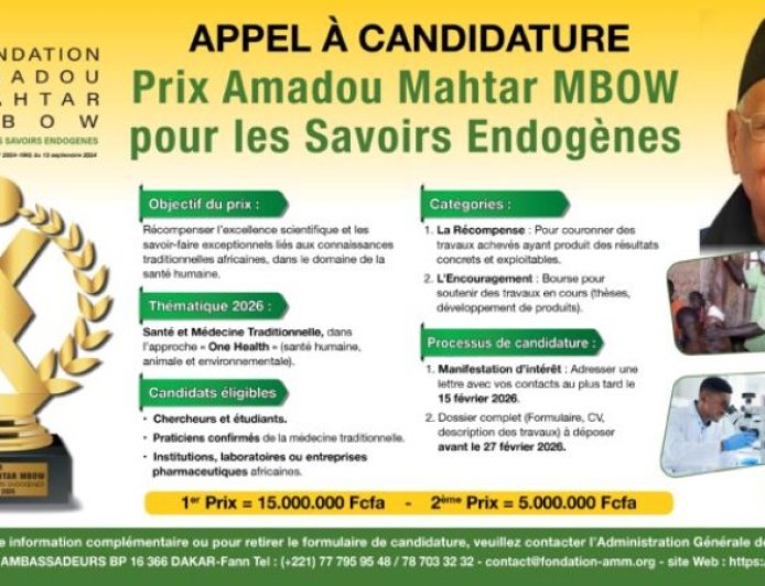 Approche One Health : le Prix FAMM des Savoirs Endogènes de la Fondation Amadou Mahtar Mbow célèbre l’excellence scientifique et la médecine traditionnelle à Dakar